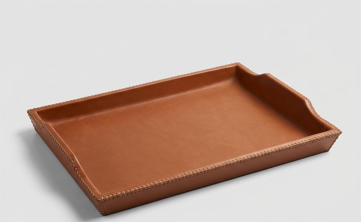 Bandeja de cuero con asas (ref. BET19) - cuero artesanal Betto