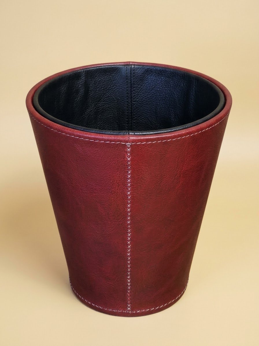 Papelera cónica en cuero (ref. BET301) - cuero artesanal Betto