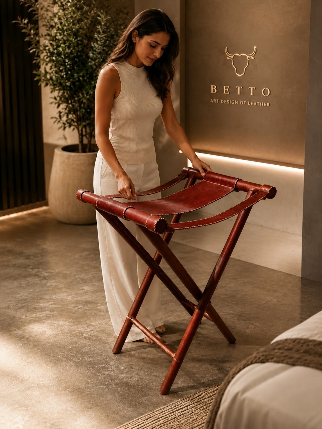 Proyecto Betto Art Design of Leather, pieza de cuero artesanal instalada