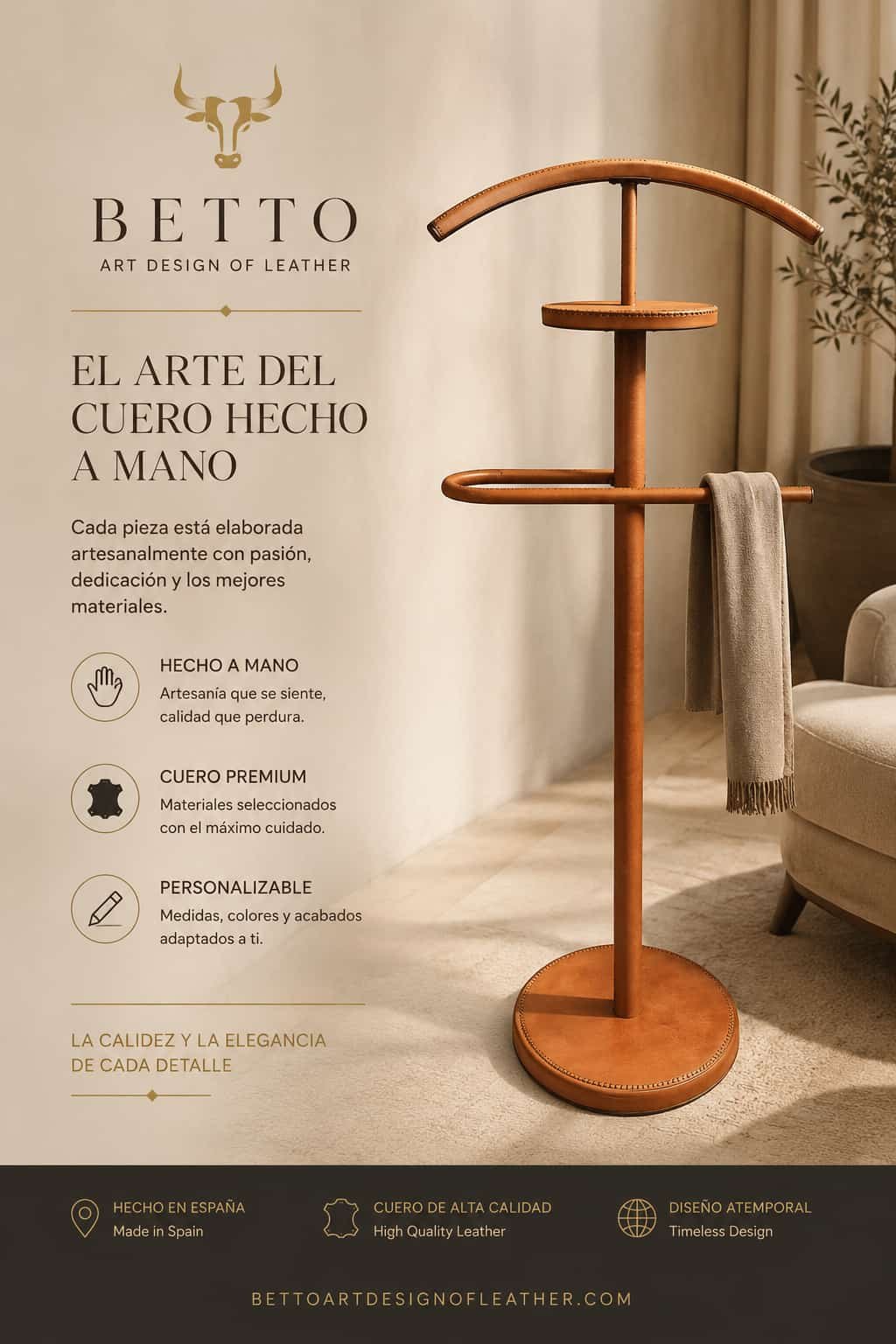 Proyecto Betto Art Design of Leather, pieza de cuero artesanal instalada